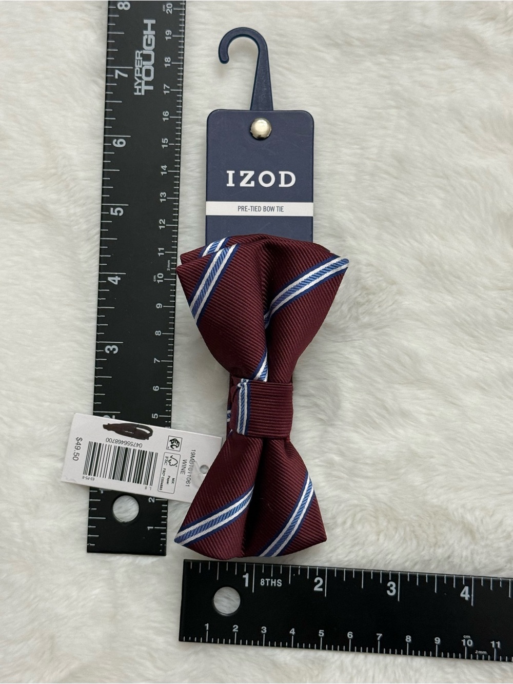 Izod Maroon Striped Pre-Tied Bow Tie